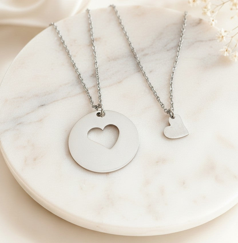 Stainless Steel Mother & Daughter Necklace Set