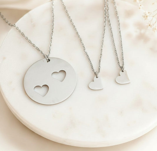 Stainless Steel Mother & 2 Daughters Necklace Set