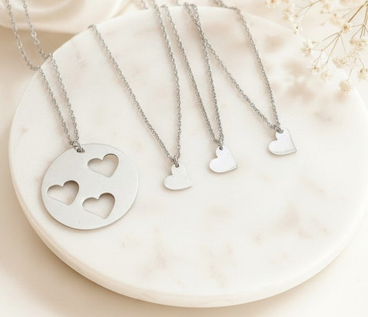Stainless Steel Mother & 3 Daughters Necklace Set