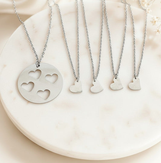 Stainless Steel Mother & 4 Daughters Necklace Set