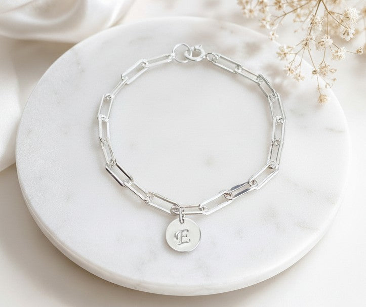 Personalized Sterling Silver Paperclip Chain Bracelet