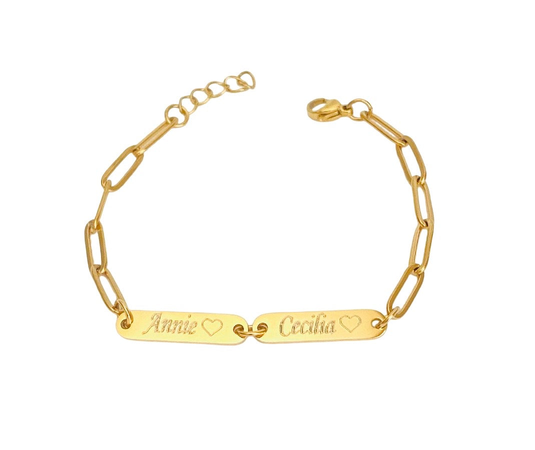 Personalized Mini Bar Bracelet • Stainless Steel && Gold over Stainless Steel