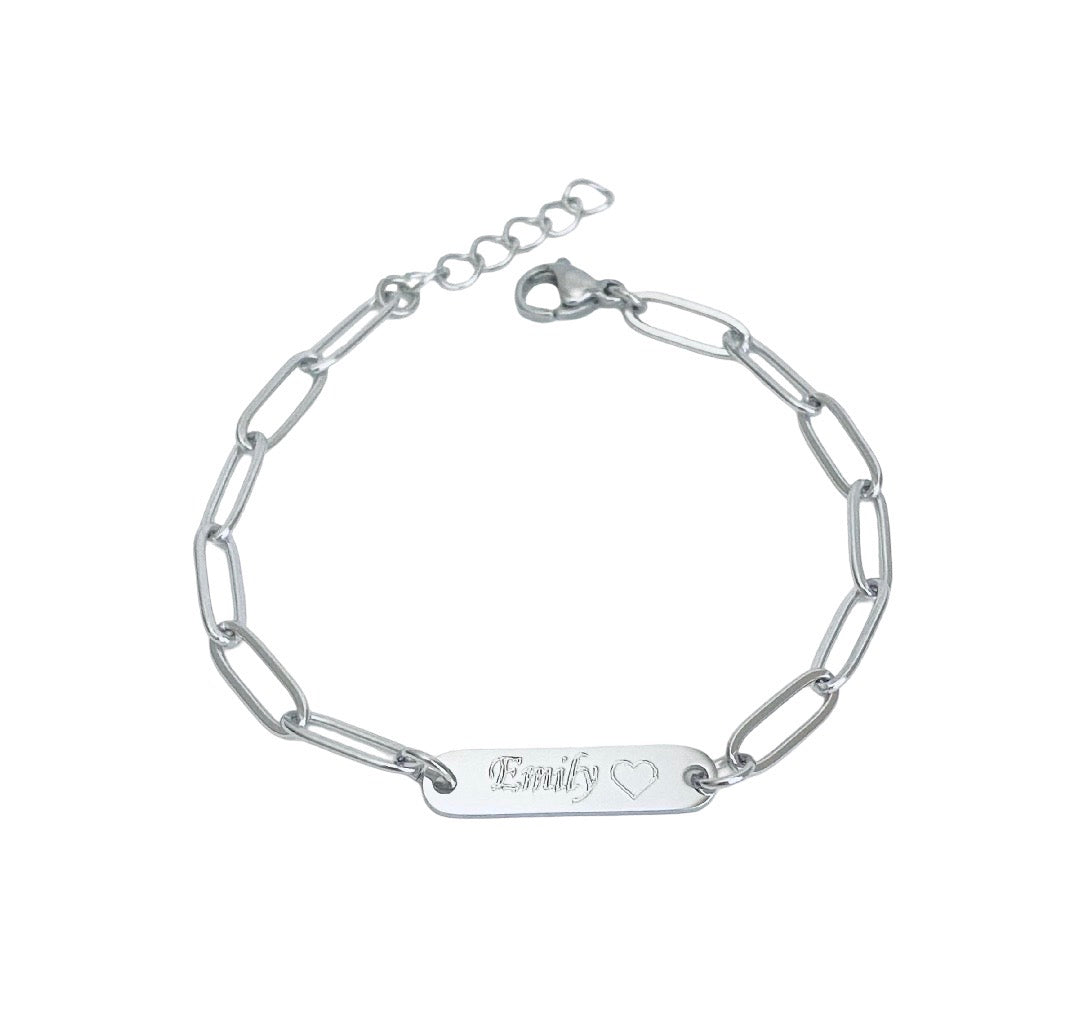 Personalized Mini Bar Bracelet • Stainless Steel && Gold over Stainless Steel
