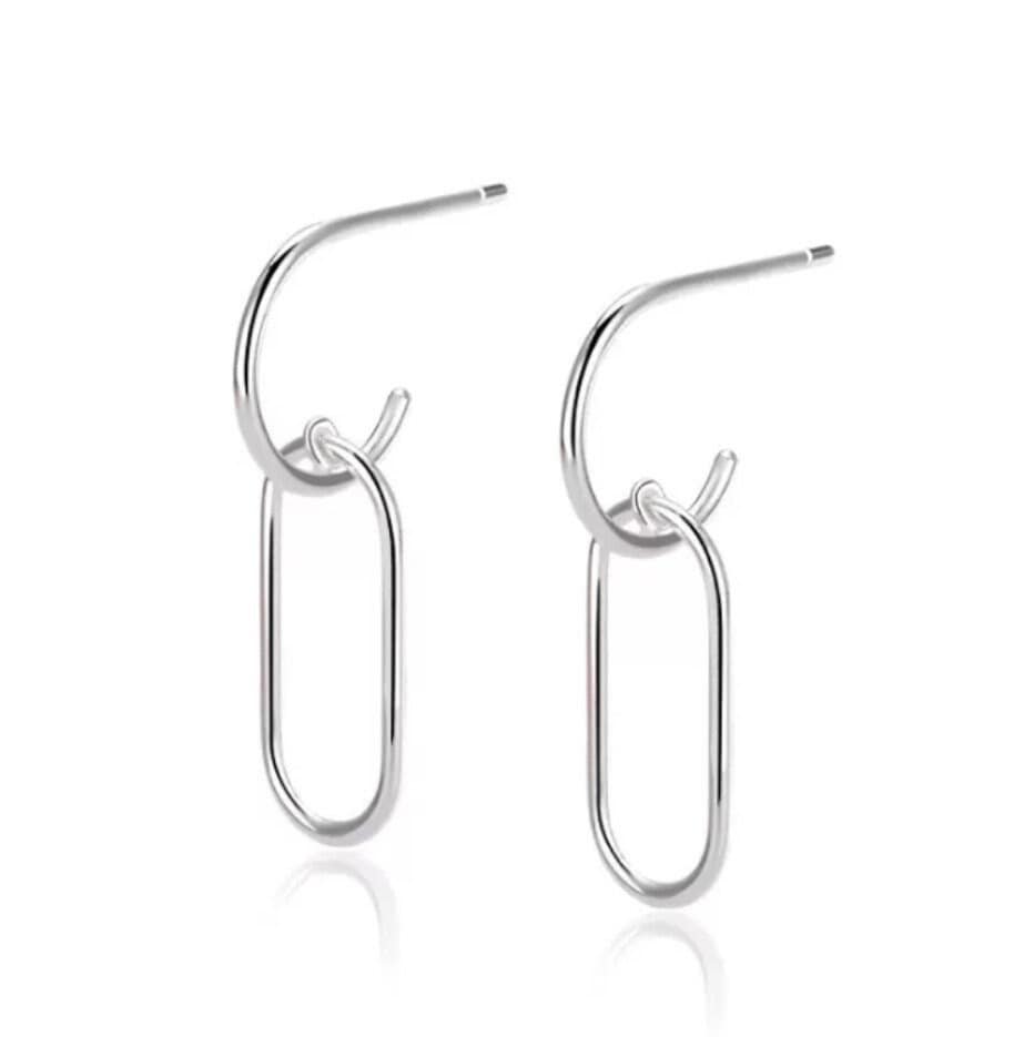 Sterling Silver Dangle Paperclip Earrings