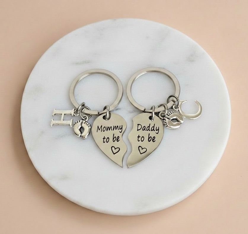 Personalized Parents-To-Be Keychain Set