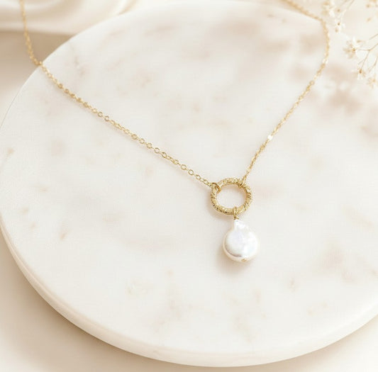Minimalist Freshwater Pearl Necklace • Sterling Silver & Gold Filled
