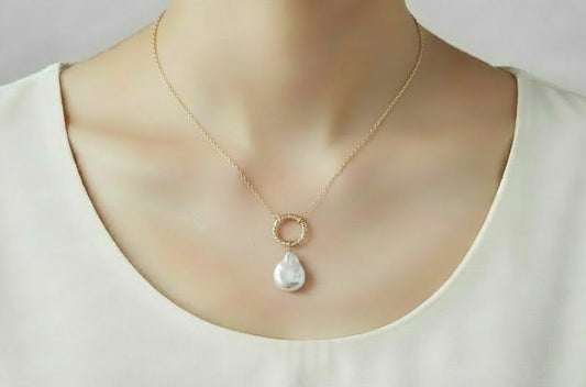 Minimalist Freshwater Pearl Necklace • Sterling Silver & Gold Filled