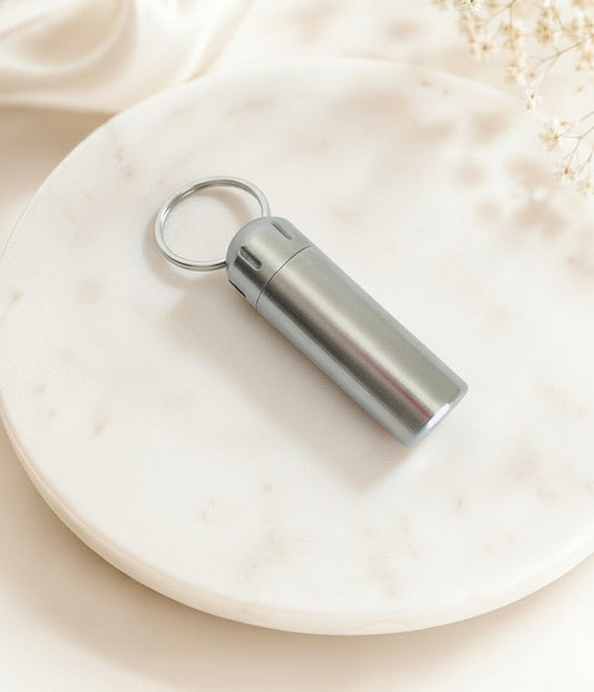 Personalized Stainless Steel Large Pill Holder Keychain