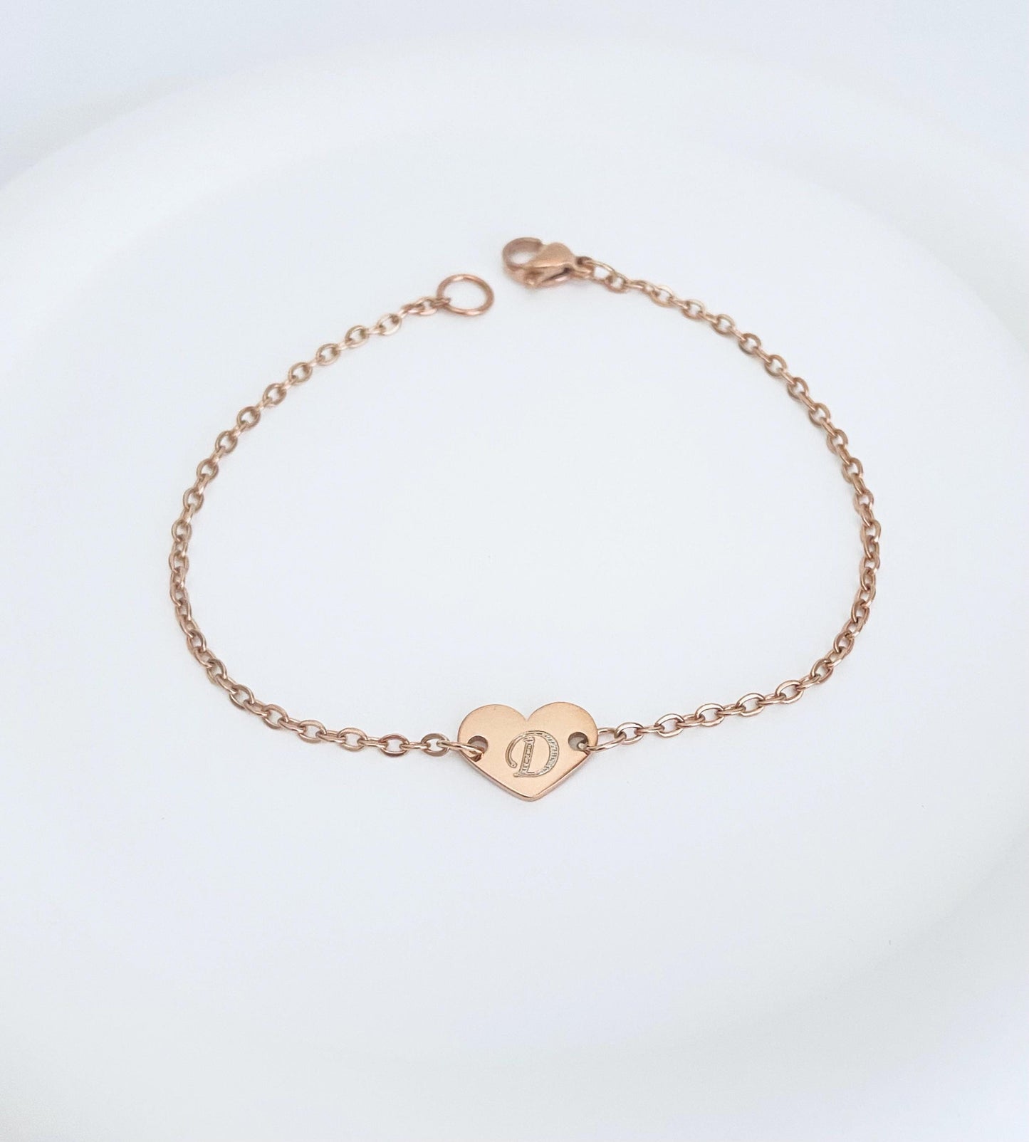 Personalized Heart Initial Bracelet • Custom Letter Bracelet with One or Multiple Charms in Stainless Steel or Gold