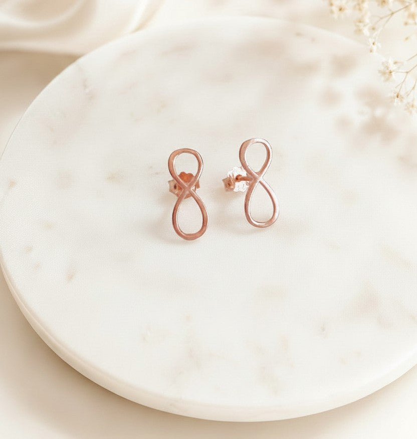 Infinity Studs • Sterling Silver, Gold over Silver, & Rose Gold over Silver