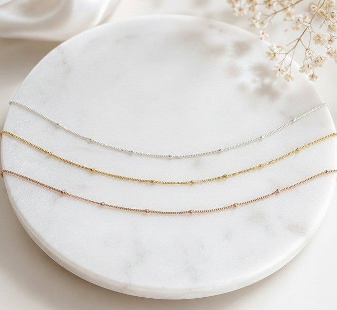 Dainty Satellite Chain Bracelet • Sterling Silver, Gold Filled & Rose Gold