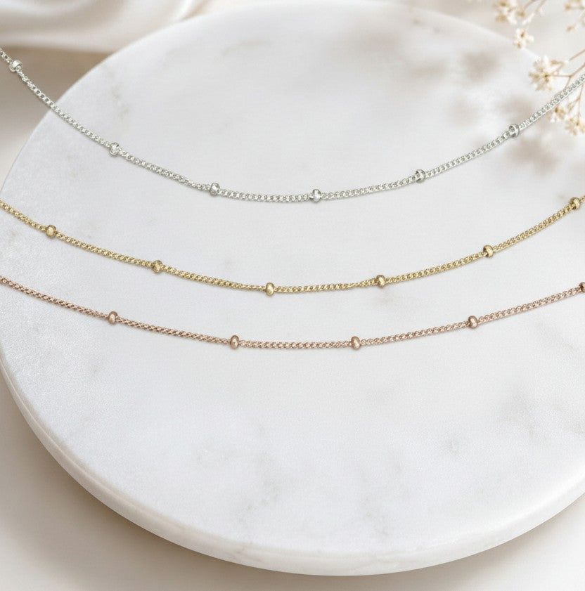Dainty Satellite Chain Bracelet • Sterling Silver, Gold Filled & Rose Gold