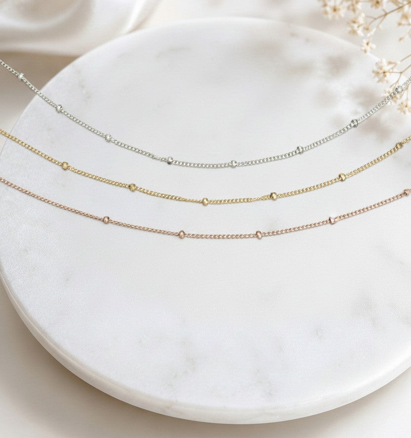 Dainty Satellite Chain Bracelet • Sterling Silver, Gold Filled & Rose Gold