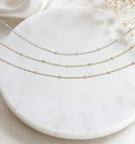 Dainty Satellite Chain Bracelet • Sterling Silver, Gold Filled & Rose Gold