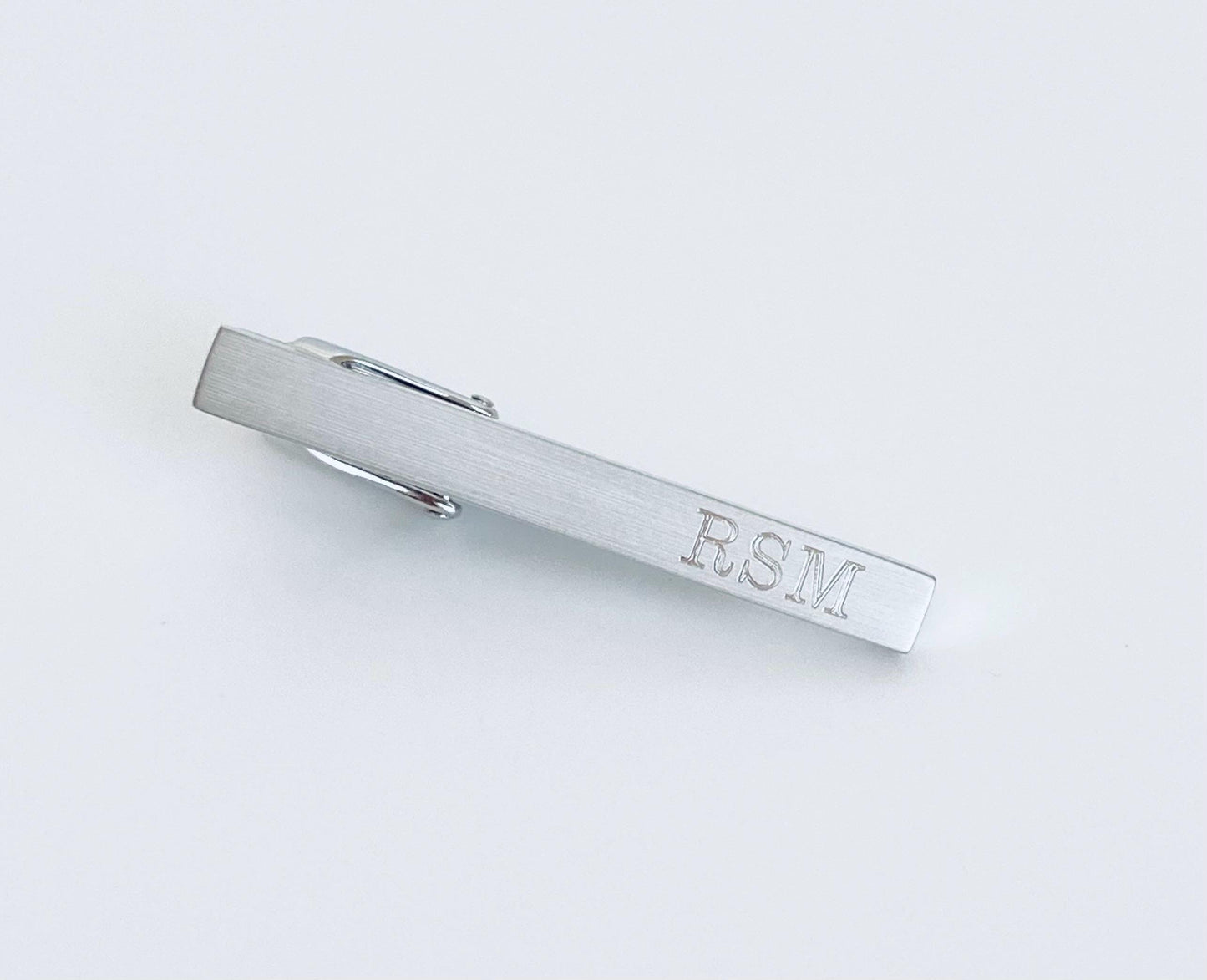 Personalized Short Tie Clip • Custom Engraved Tie Bar in Polished or Matte Finish, Wedding & Gift for Him
