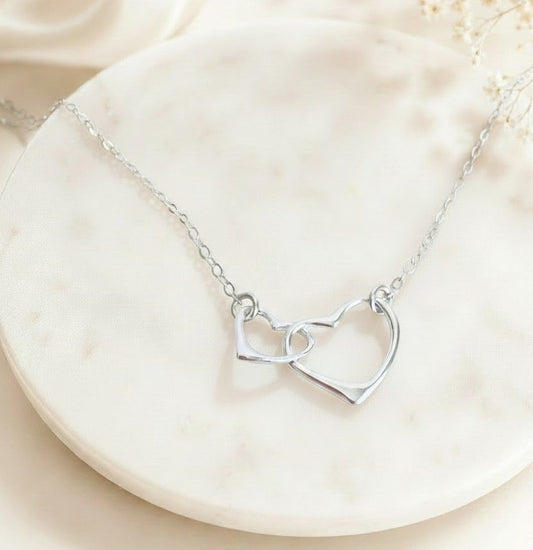 Sterling Silver Interlocking Heart Pendant Necklace