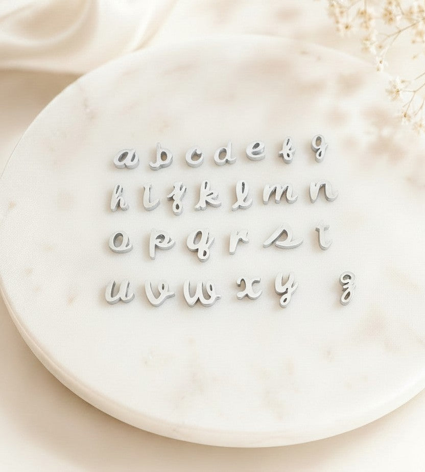 Personalized Lowercase Script Initial Necklace • Stainless Steel & Gold Over Stainless Steel