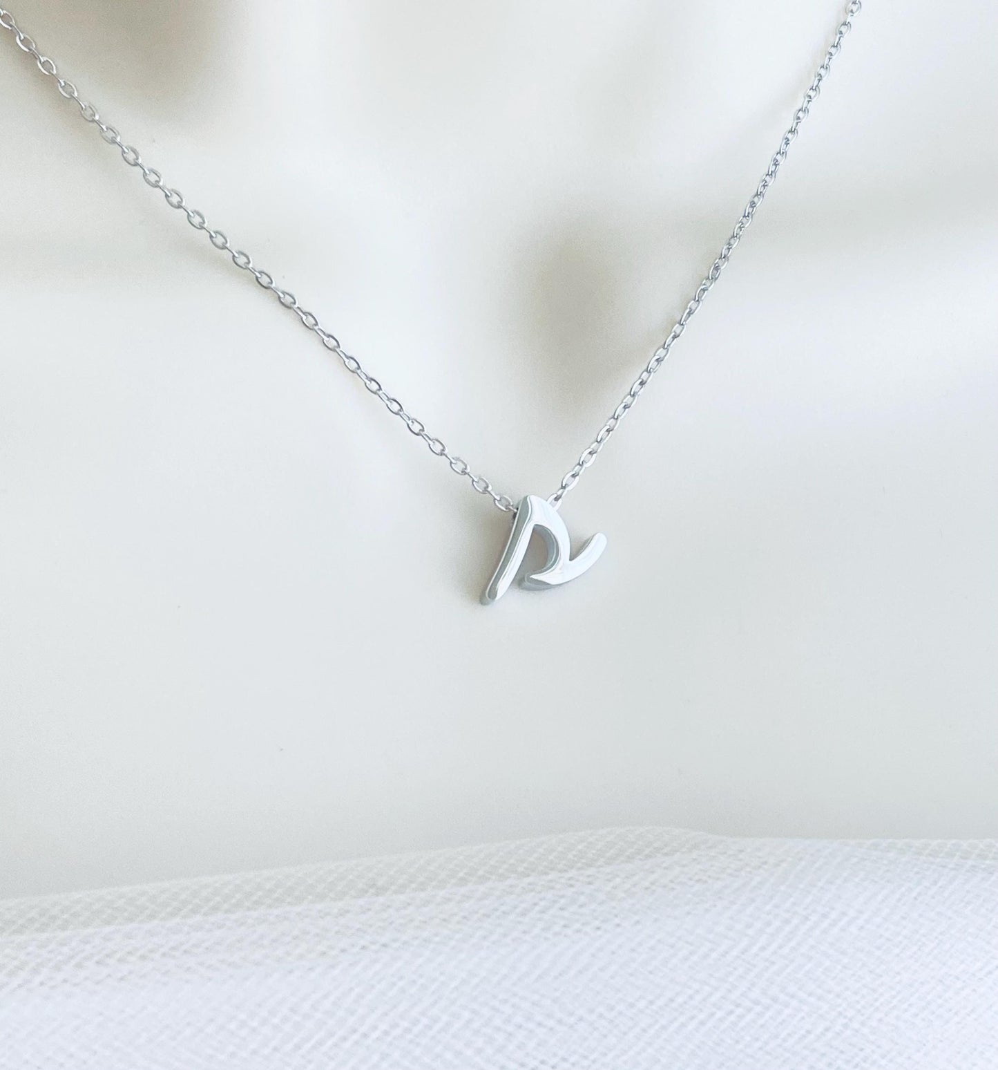 Personalized Stainless Steel Lowercase Script Initial Necklace • Stainless Steel or Gold
