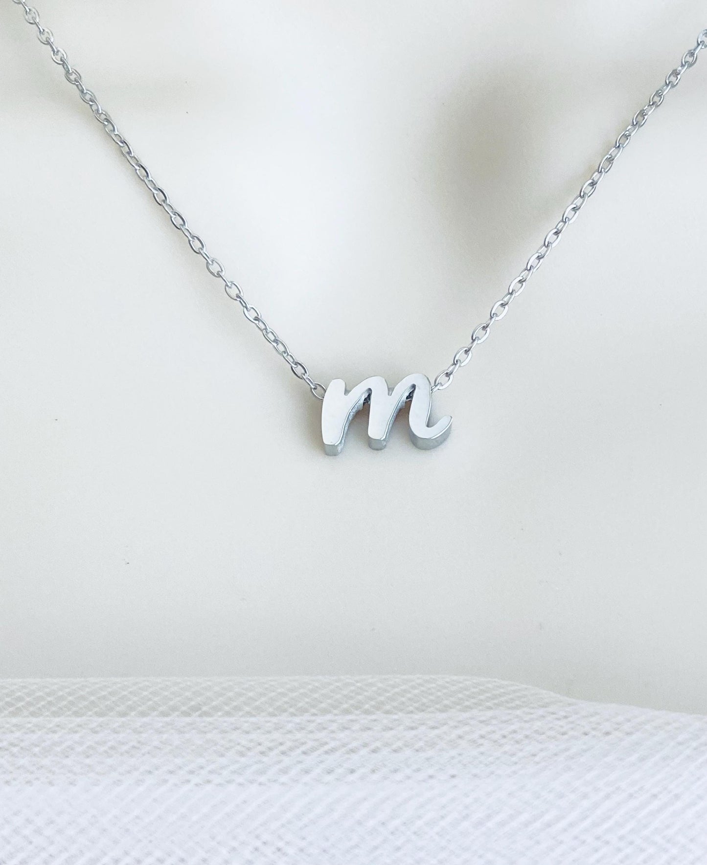 Personalized Stainless Steel Lowercase Script Initial Necklace • Stainless Steel or Gold