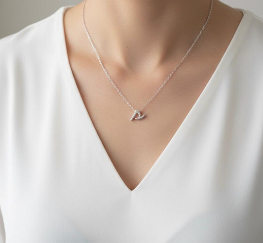 Personalized Stainless Steel Lowercase Script Initial Necklace • Stainless Steel or Gold