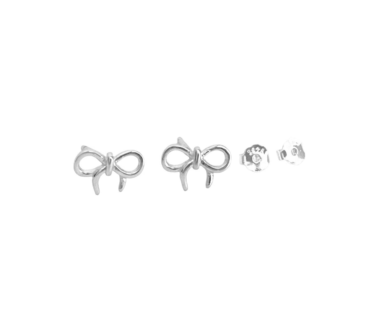 Sterling Silver Small Tie The Knot Bow Stud Earrings