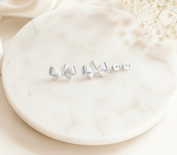 Sterling Silver Bow Stud Earrings