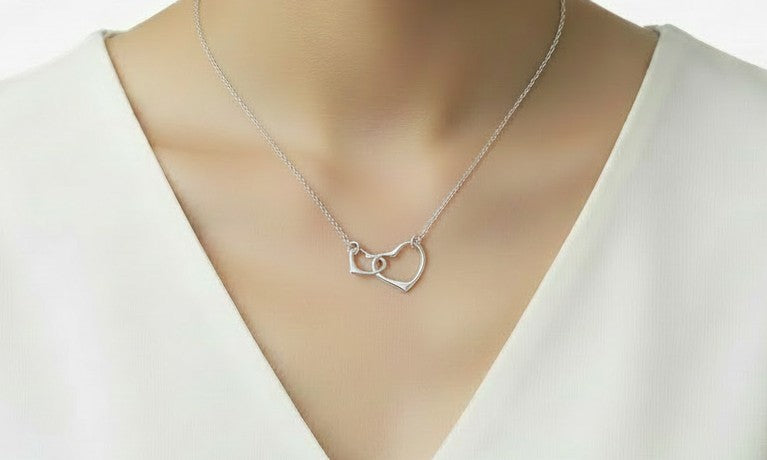 Sterling Silver Interlocking Heart Pendant Necklace