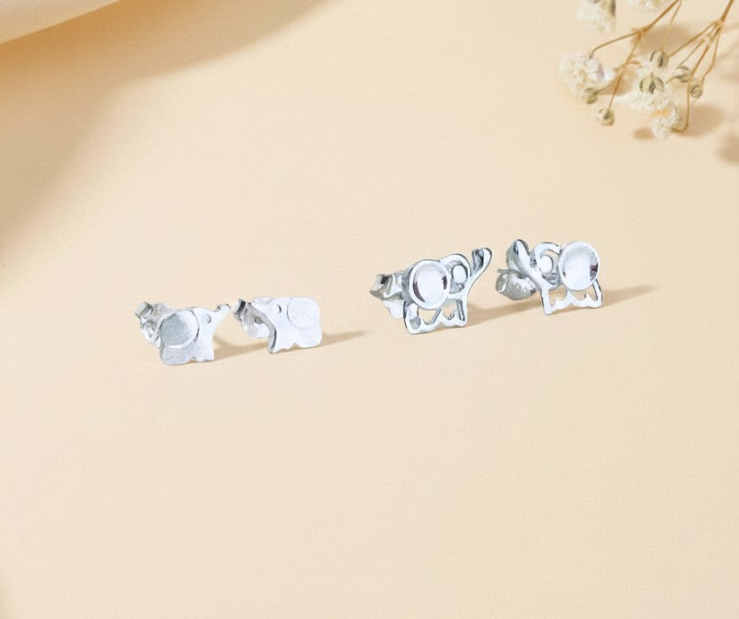 Sterling Silver Elephant Stud Earrings