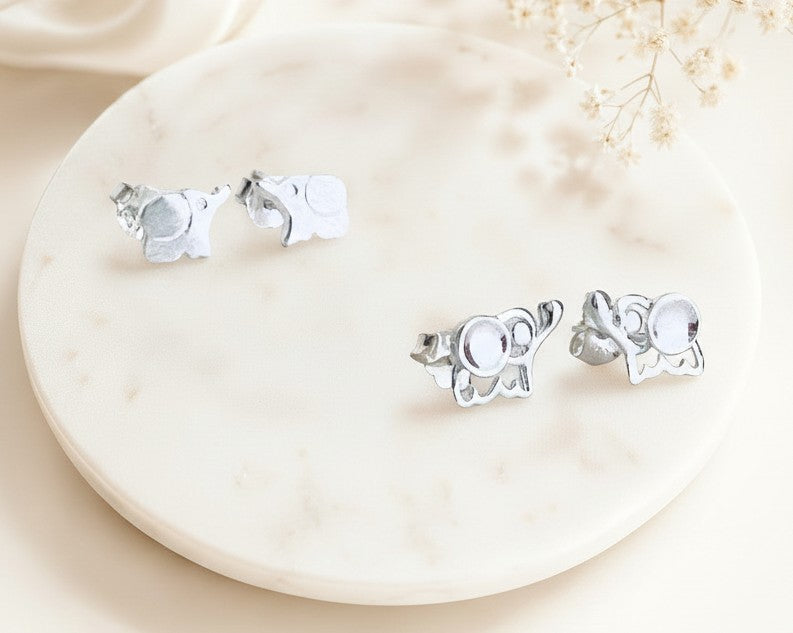 Sterling Silver Elephant Stud Earrings