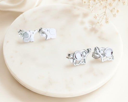 Sterling Silver Elephant Stud Earrings