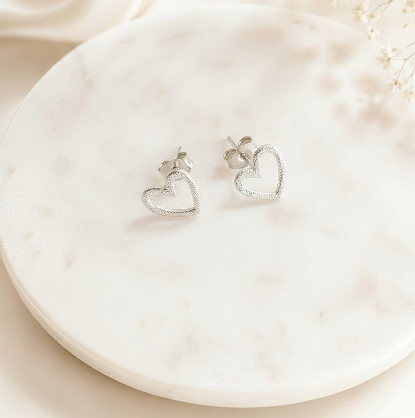 Sterling Silver Heart Stud Earrings