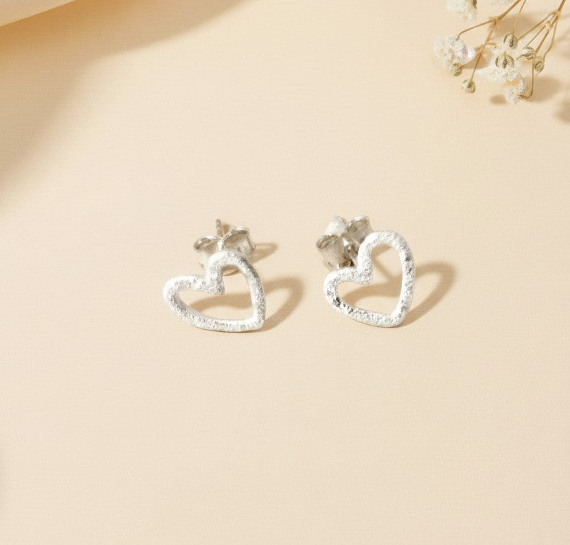 Sterling Silver Heart Stud Earrings