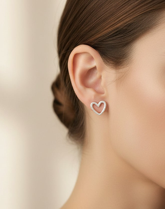 Sterling Silver Heart Stud Earrings