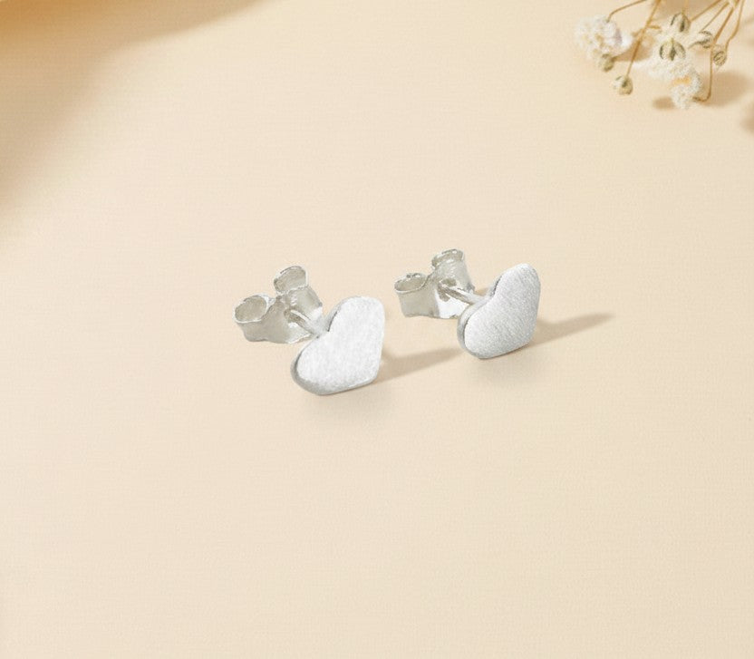 Sterling Silver Tiny Heart Stud Earrings