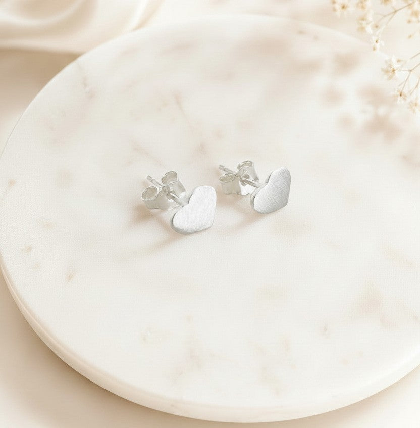 Sterling Silver Tiny Heart Stud Earrings