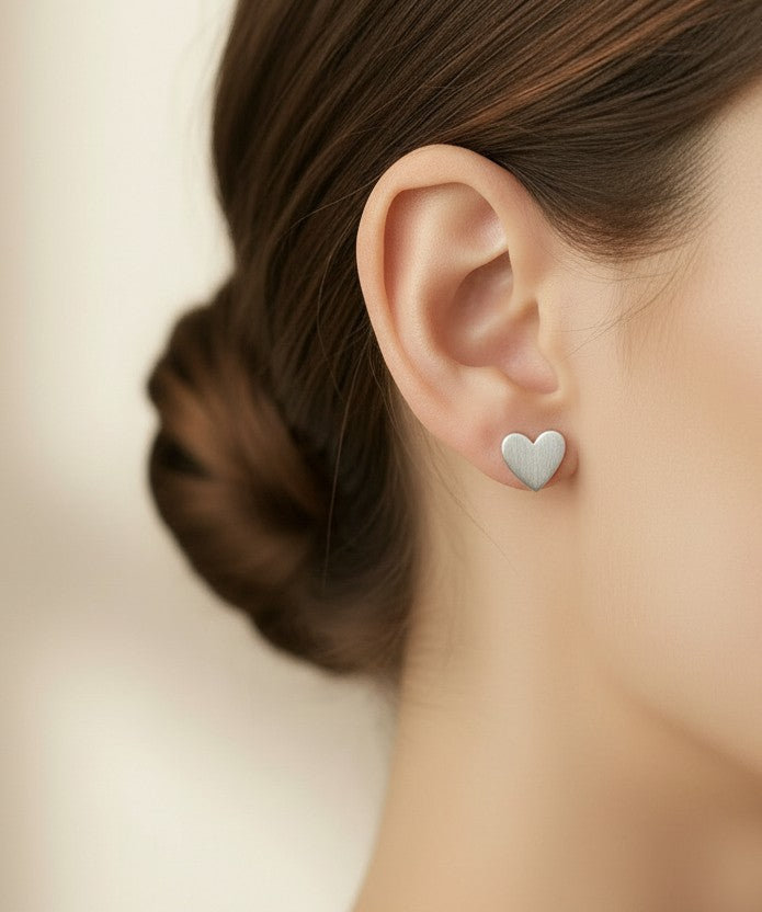 Sterling Silver Tiny Heart Stud Earrings