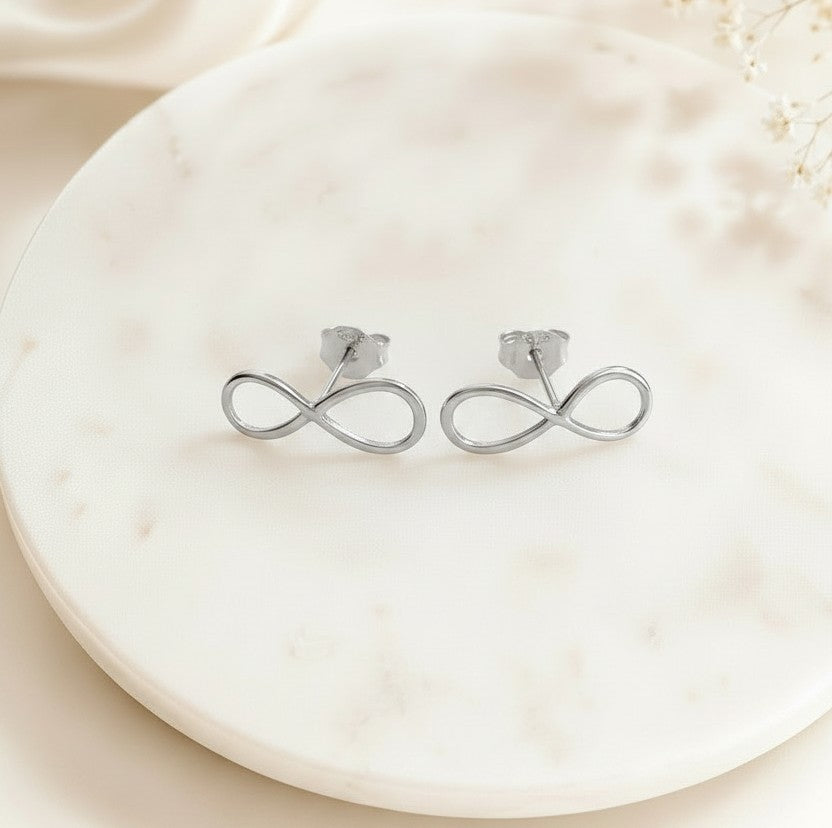 Infinity Studs • Sterling Silver, Gold over Silver, & Rose Gold over Silver