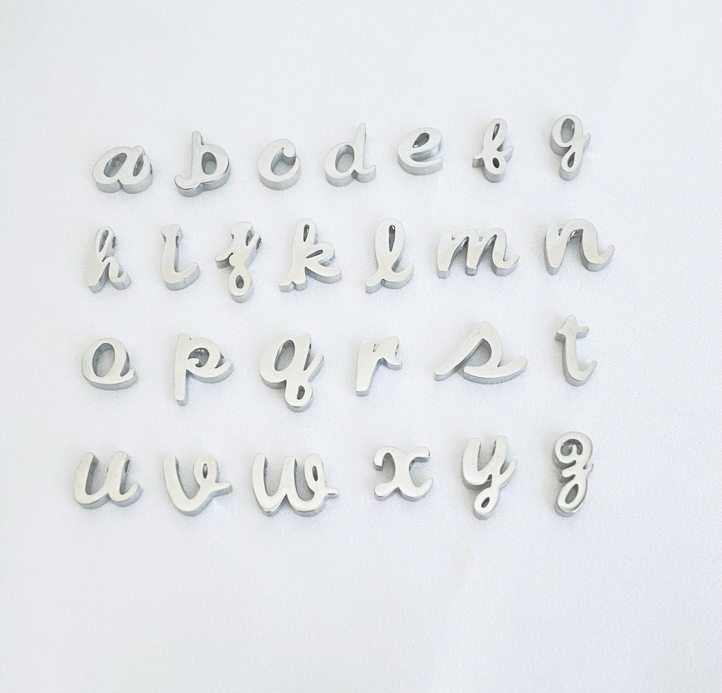 Personalized Stainless Steel Lowercase Script Initial Necklace • Stainless Steel or Gold