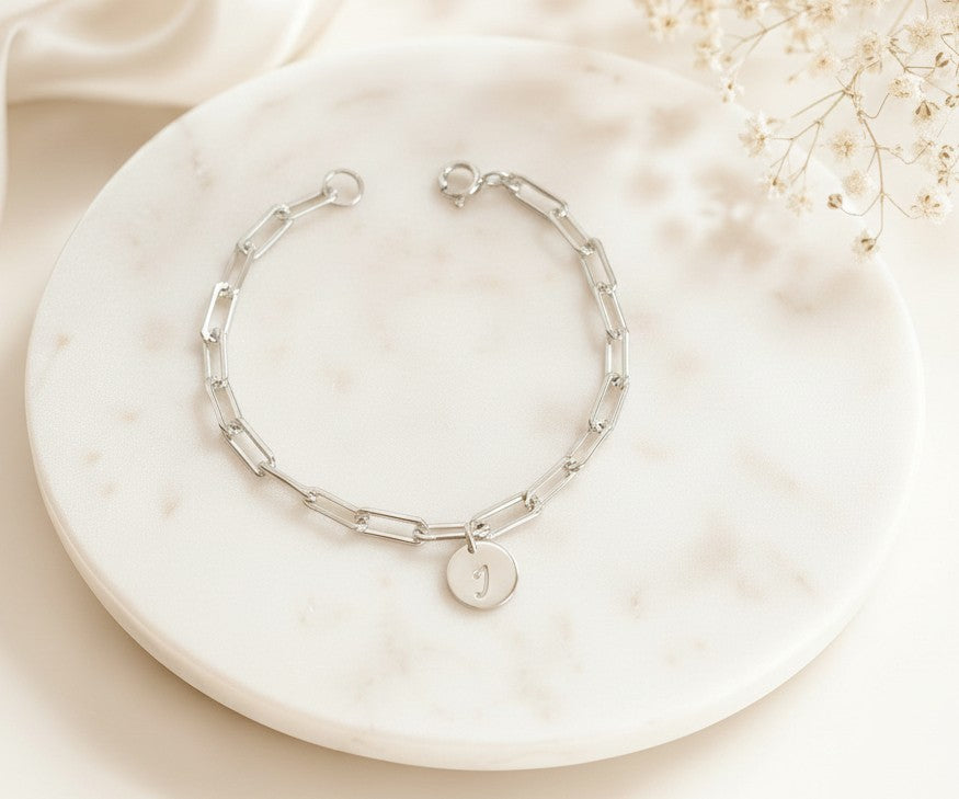 Personalized Sterling Silver Paperclip Chain Bracelet
