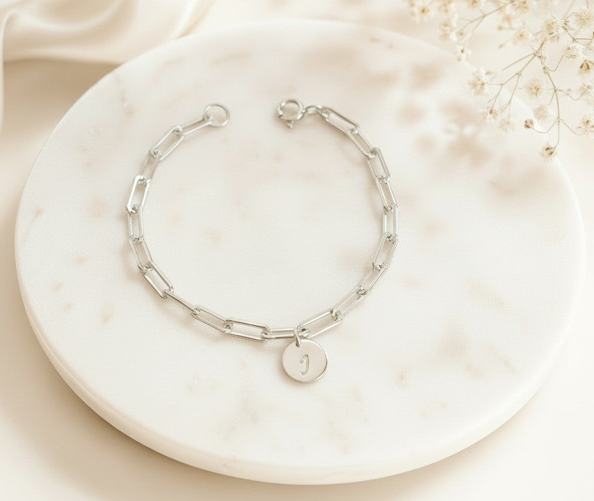 Personalized Sterling Silver Paperclip Chain Bracelet