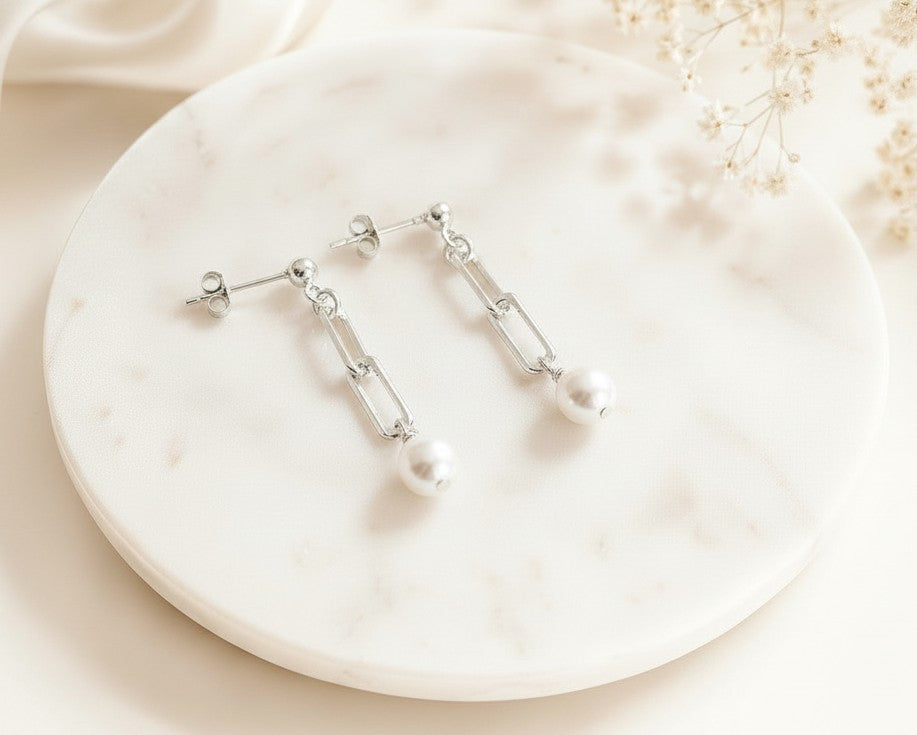 Sterling Silver Dangle Paperclip Earrings