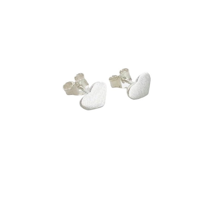 Sterling Silver Tiny Heart Stud Earrings