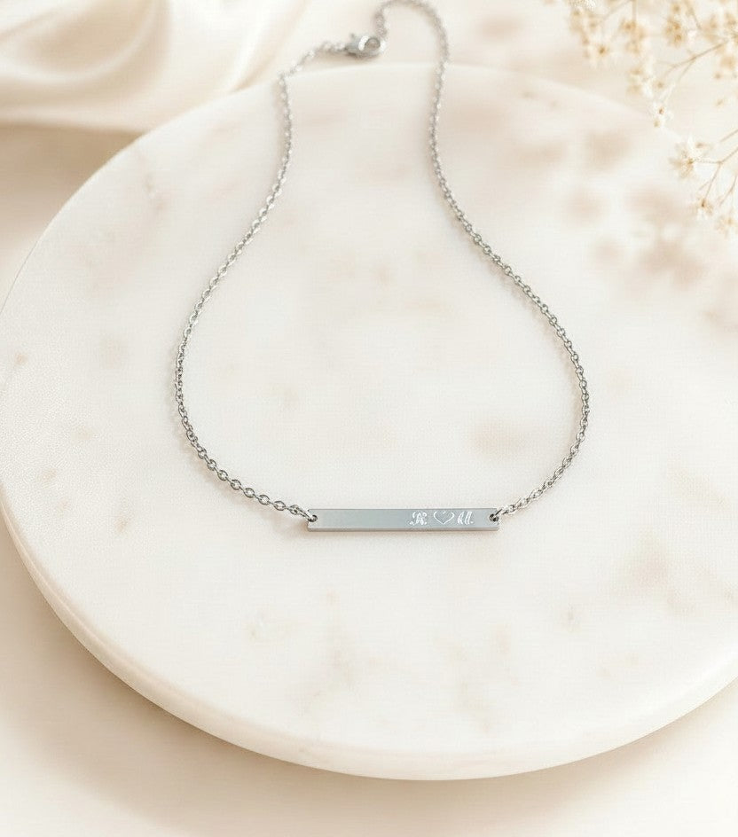 Personalized Stainless Steel Skinny Bar Necklace