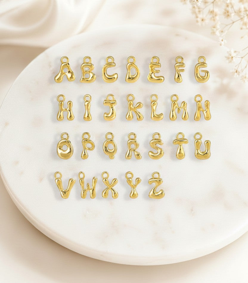 Personalized Small Gold Bubble Initial Necklace