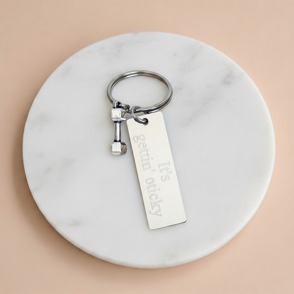 Personalized Small Dumbbell Keychain