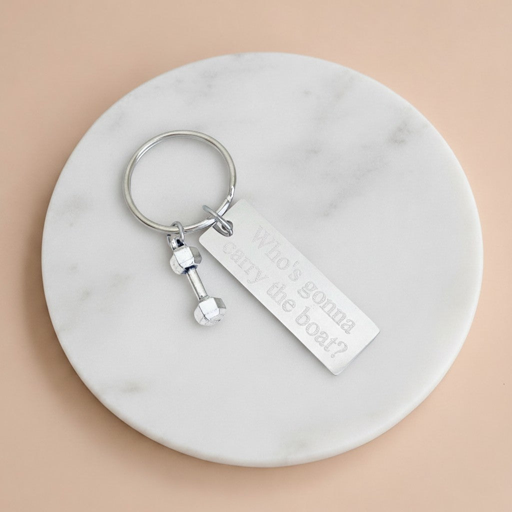 Personalized Small Dumbbell Keychain