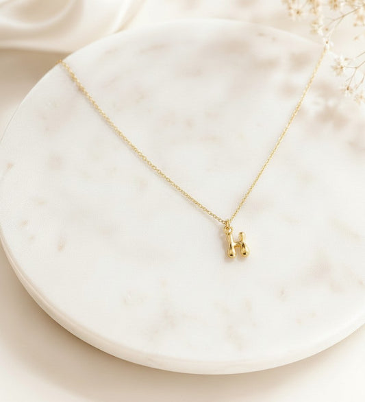 Personalized Small Gold Bubble Initial Necklace