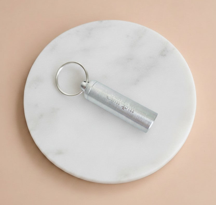 Personalized Stainless Steel Small Pill Holder Keychain