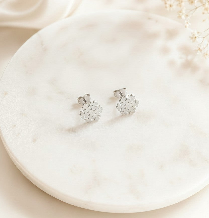 Sterling Silver Snowflake Stud Earrings