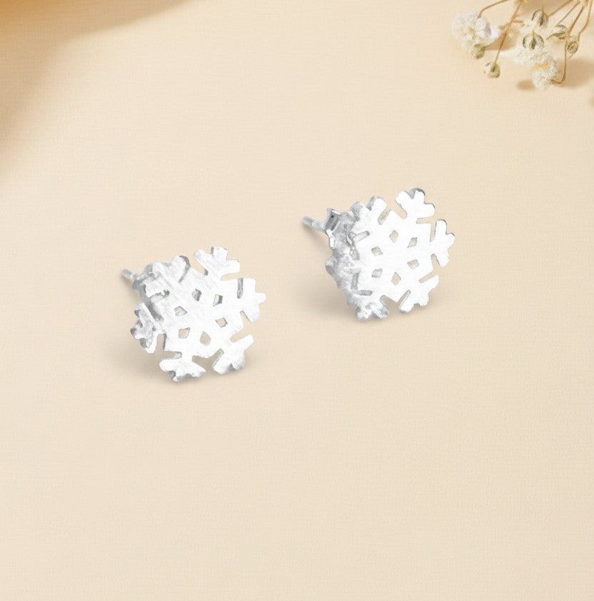 Sterling Silver Snowflake Stud Earrings
